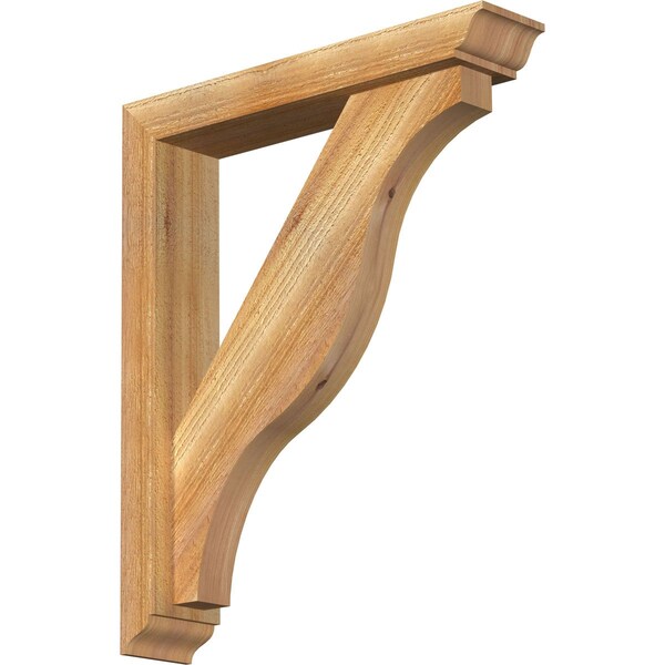 Ekena Millwork Funston Traditional Rough Sawn Bracket w/ Offset Brace, Western Red Cedar, 4"W x 20"D x 24"H BKT0402X20X24FST01RWR - main